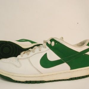 White Nike Shoes with Green Swoosh SZ12